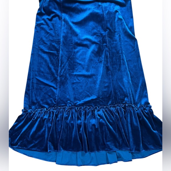 Umgee Sleeveless Velvet V-Neck Dress Small Size Blue Stretch - Picture 9 of 9